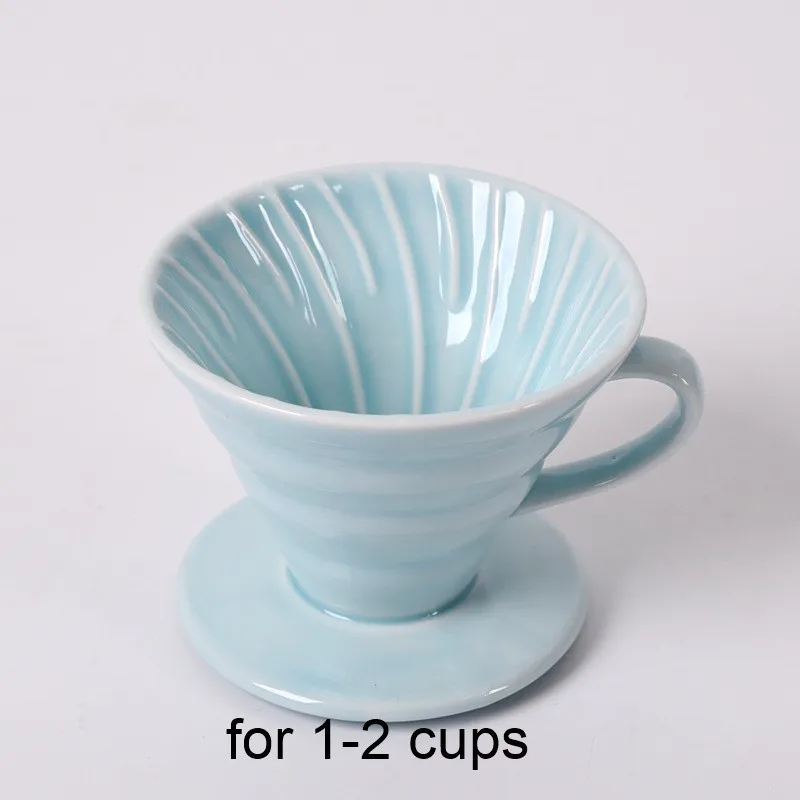 V60 стильная кофейная чашка с капельным фильтром 1-4Cups, Перманентная наполняемая кофеварка с отдельной подставкой, керамическая кофейная капельница с двигателем - Цвет: Blue S