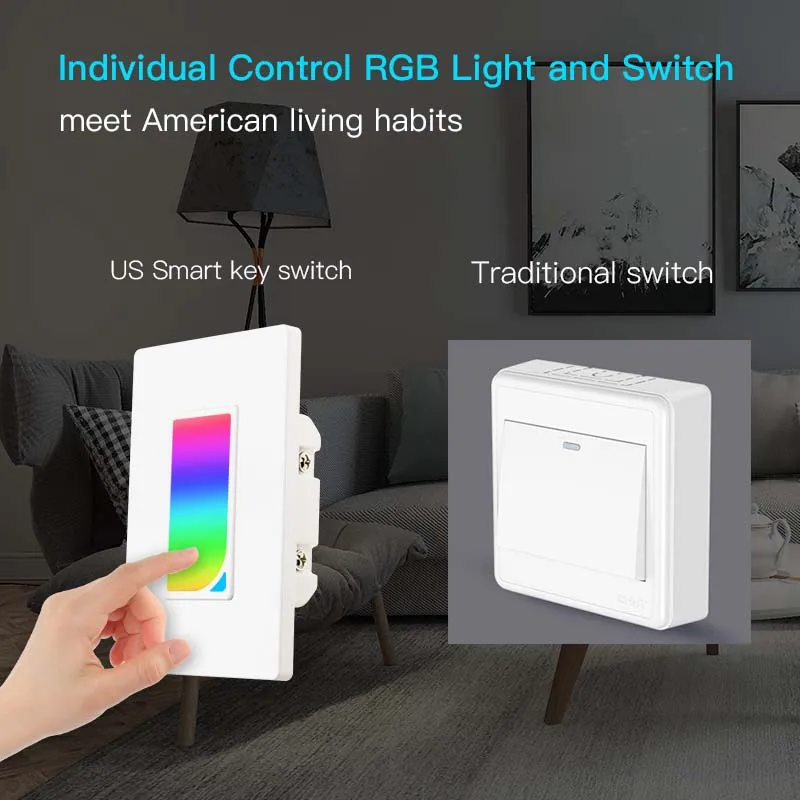 Frankever США ЕС Великобритания wifi умный настенный механический переключатель с RGB Освещение Tuya приложение Голосовое управление Google Home Alexa echo