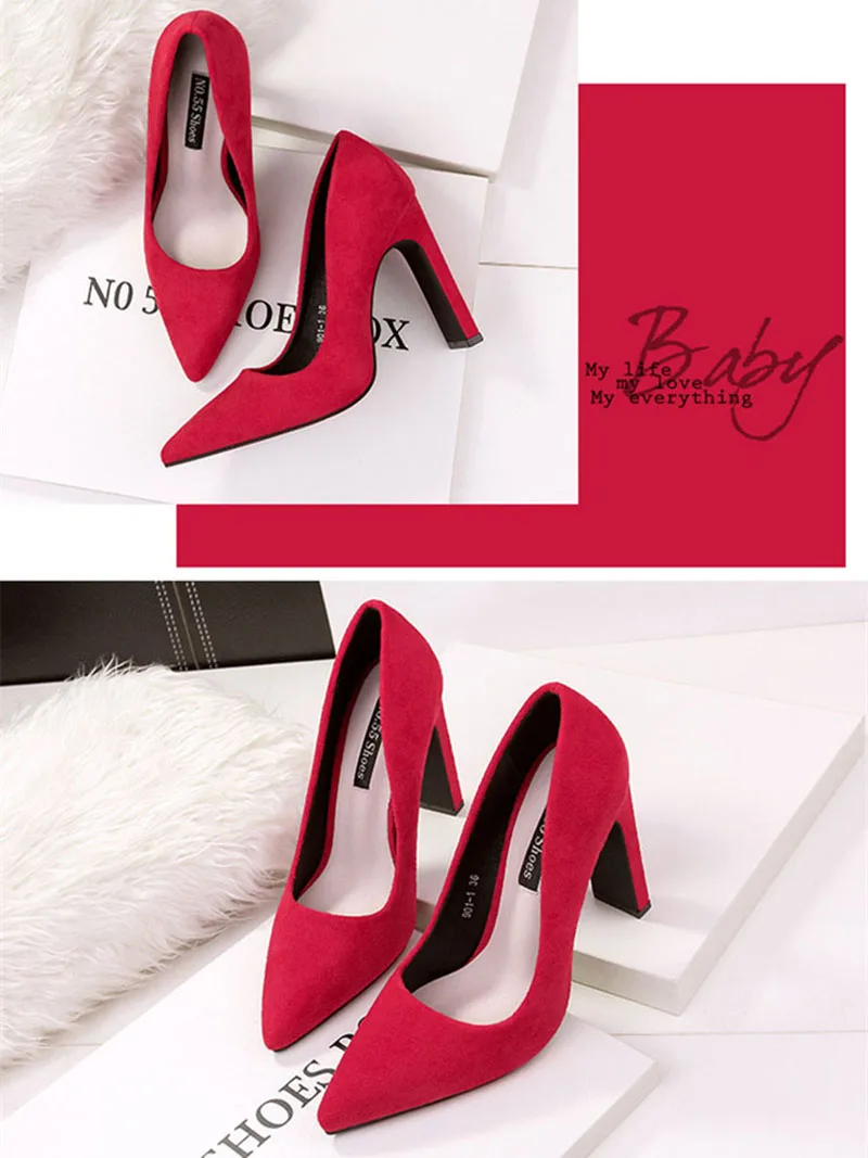 2020 Fahsion Thick Heel Pointed Toe Women Pumps High Heels Shoes Female Sexy Party Shoes Office Leisure Ladies Shoes VT707 (10)