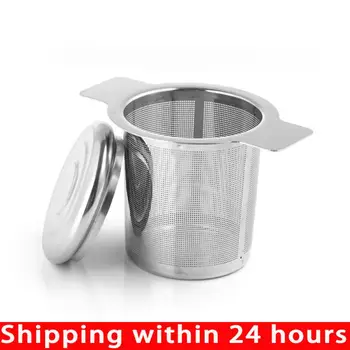 

Durable Multi-purpose Filter Leak Stainless Steel Tea Leak With Cover Filter Grid Binaural Coffee Leak Tea Filter Kitchen Tool