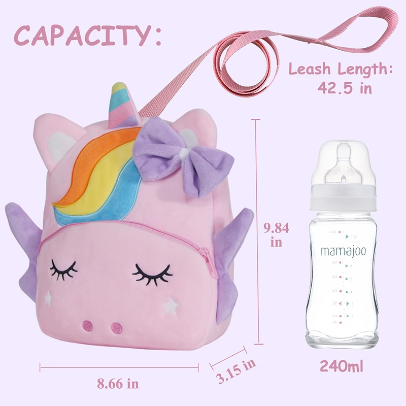 VASCHY 3D Cartoon Plush Children Backpacks Kids Toddler Backpack Kindergarten Schoolbag Girls Boys Unicorn Backpack Purse