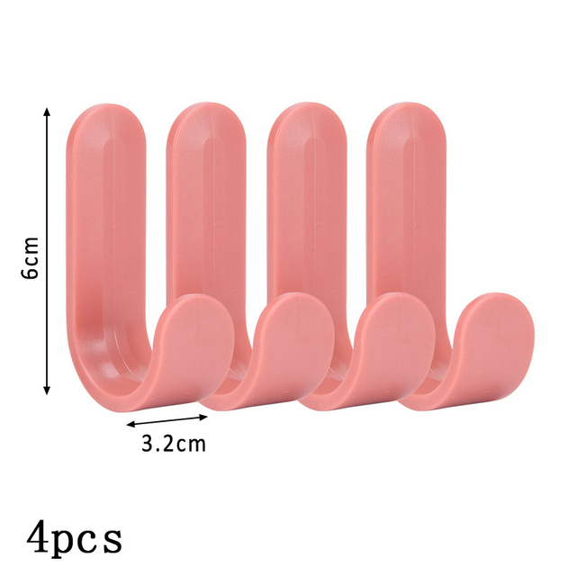 J Shape Self-adhesive Multi Purpose ABS Plastic Home Decoration No Trace Wall Hook Pure Color Nordic Style