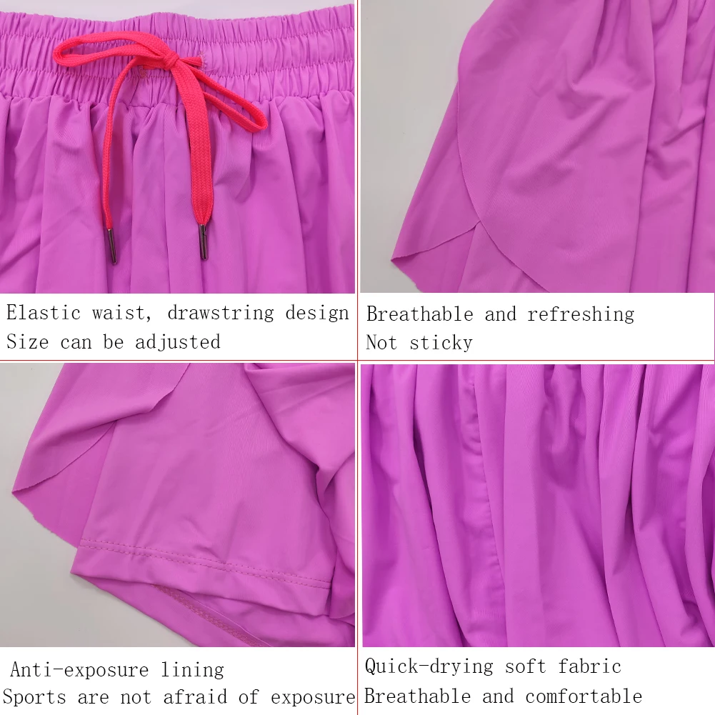 Women's Refreshing Flowy Running Yoga Workout Gym Athletic Shorts Leggings High Flexibility Waistband Push Up Cute Dress