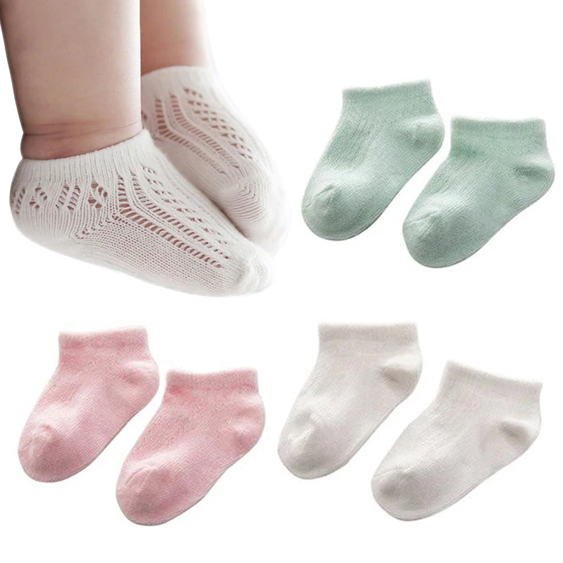Мягкие носки для новорожденных; однотонные хлопковые носки в сеточку для малышей; летние короткие носки унисекс для маленьких мальчиков и девочек; повседневные носки