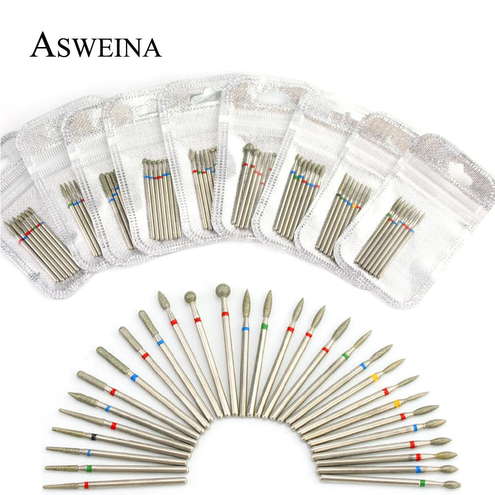 Rotery-fresas para taladro eléctrico, juego de 7pcs de brocas de diamante para limar y cortar cutículas y uñas en manicura y pedicura