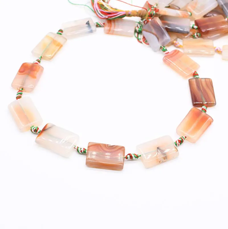 2strands/lot Rectangle Multicolor Agates Loose Natural Stone Beads For Woman DIY Necklace Bracelets Jewelry Making Strand 15