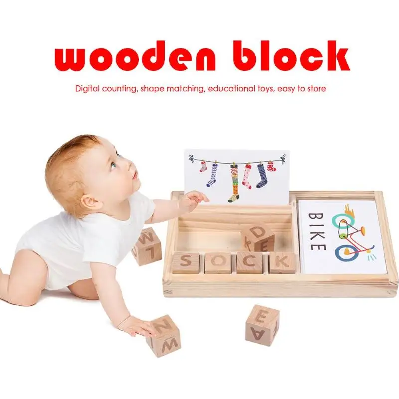 

Wooden Writing Skills Exercise Card Blocks Cognitive Matching Letter Game English Alphabet Card Game Educational Toy