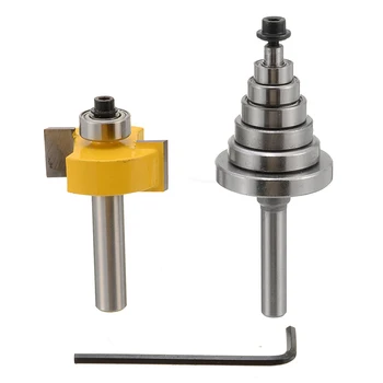 

7Pcs 1/4 Inch Durable Shank Carbide Steel Rabbet Router Bit Bearings Trimmer Bit Woodworking Milling Cutter