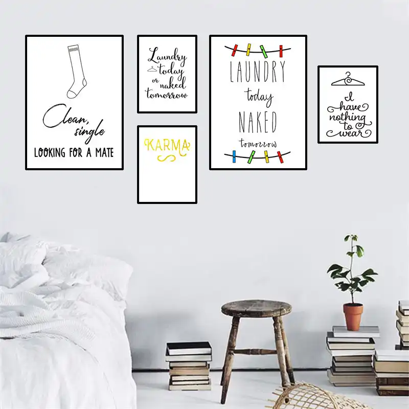 Black White Bathroom Decoration Quote Art Posters Laundry Room Wall Picture Canvas Painting Home Decor Picture Prints Hd2819 Painting Calligraphy Aliexpress