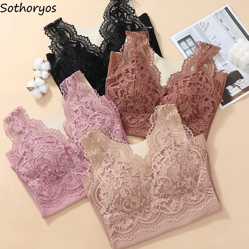 Sexy Lace Thermal Underwear Tops Women Sleeveless V-neck Skinny Top Warm High Elasticity Lounge Intimates Female Temperament Ins |