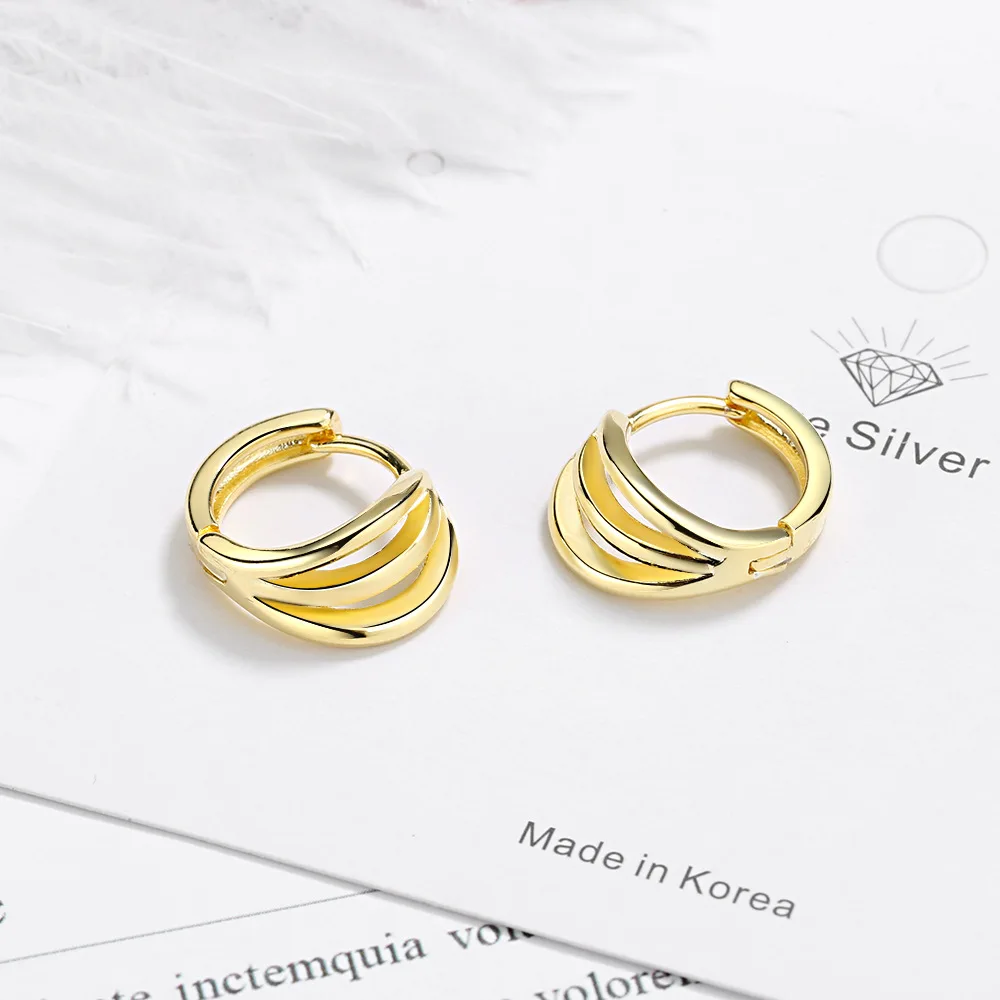 Gold Silver Stud Earring Geometric Design 925 Sterling Silver Earring For Women Femme New Korea Jewelry Kolczyki