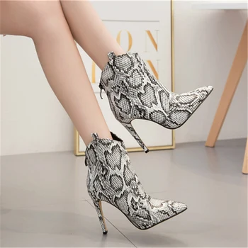 

2019 Women 11cm High Heels Fetish Stripper Knight Boots Chelsea Heels Ankle Short Boots Scarpins Stiletto Serpentine Shoes