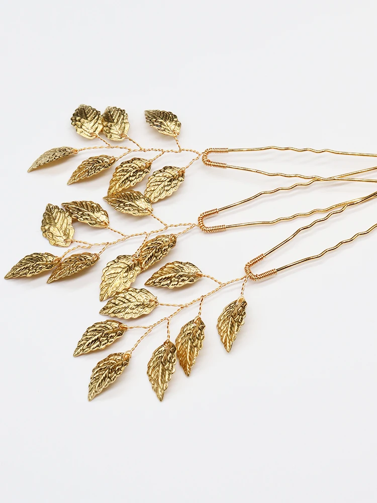 Bridal Hair Accessories Vintage Gold Leaf Hair Pin Elegant Women Hairpiece Casual Hair Clip Jewelry for Bride Wedding