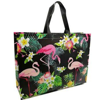 

1PC Flower Print Foldable Shopping Bag Reusable Eco Shopper Bag Large Women Storage Tote Pouch Non-Woven Grocery Shopping Bags