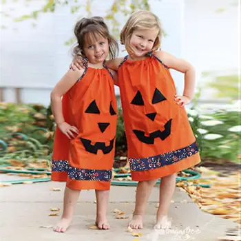 

Toddler Kids Baby Girls Sleeveless Halloween Outfits Set Baby Girls Fringed hem Dress Baby Sleeveless Short cartoon Dress 2020
