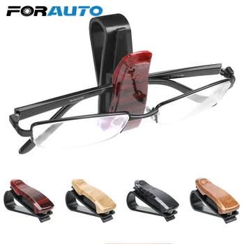 

FORAUTO Wood Grain Glasses Case Glasses Holder ABS Car Vehicle Sun Visor Sunglasses Clamp Eyeglasses Holder Auto Fastener Clip