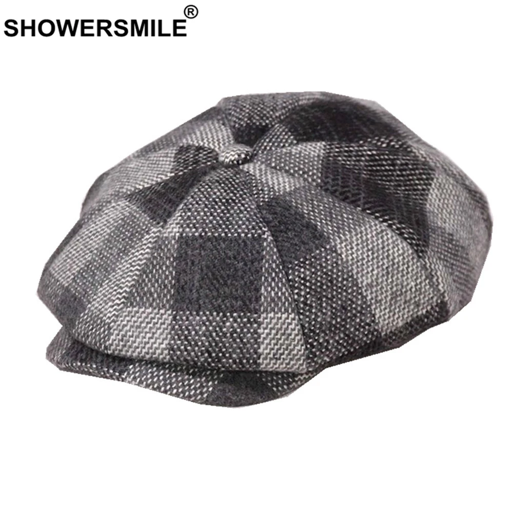 SHOWERSMILE красная клетчатая Лоскутная кепка газетчика шерстяная зимняя женская