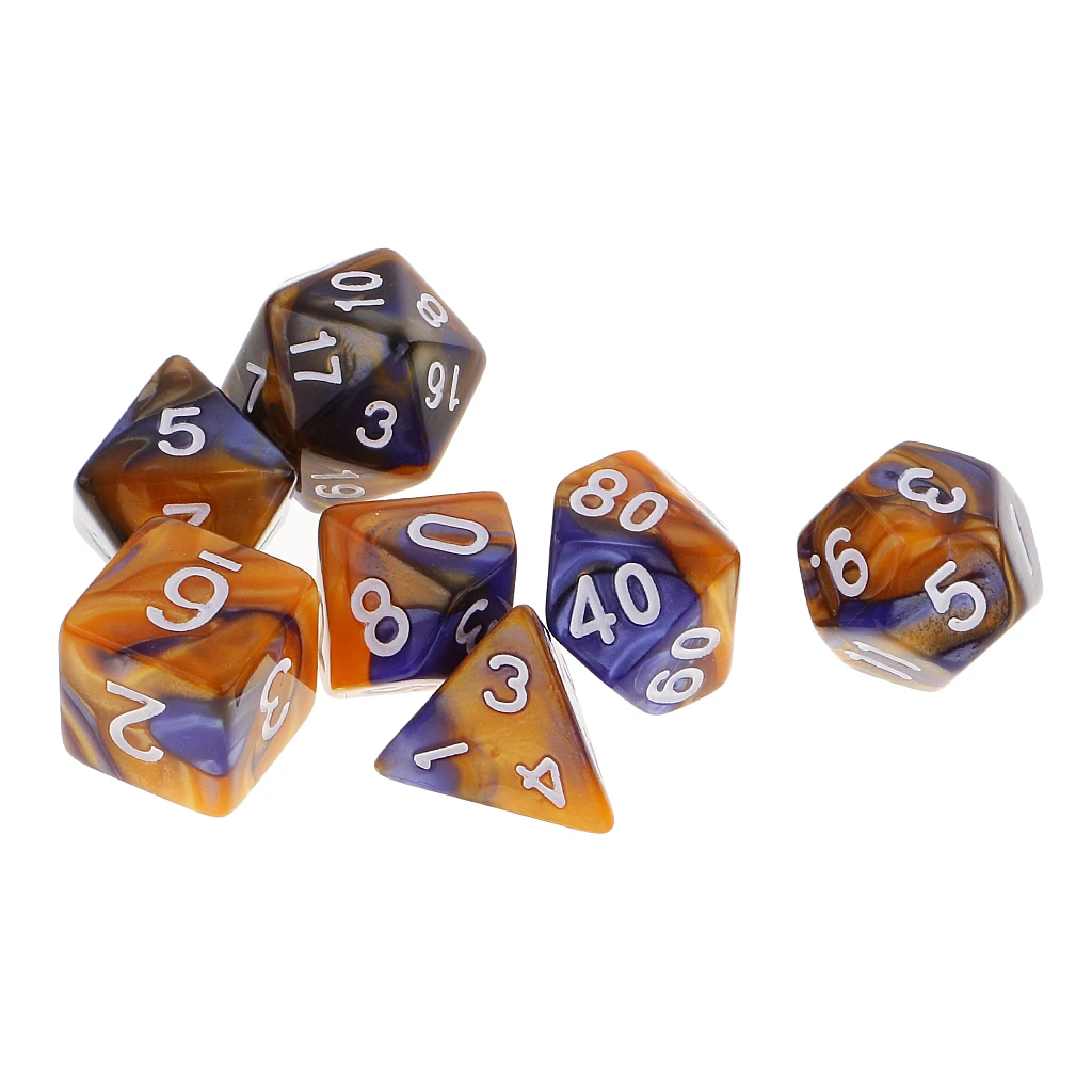 7 Pieces Dice Set D20 D12 D10 D8 D6 D4 for DND RPG Board Game Board Game Dice Party Gambling Dices Game Digital Dices