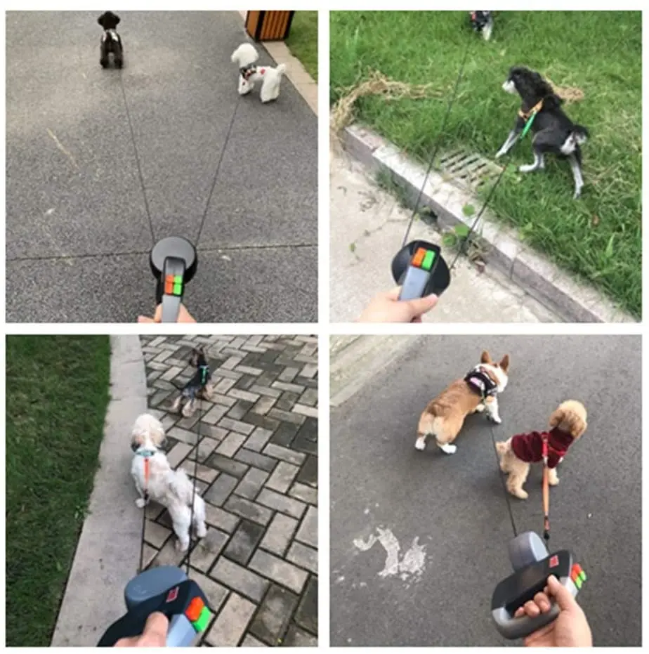 Correa retráctil extensible para perros dobles, correa doble automática reflectante de 3M para perros grandes, medianos y pequeños para entrenar - Image 6