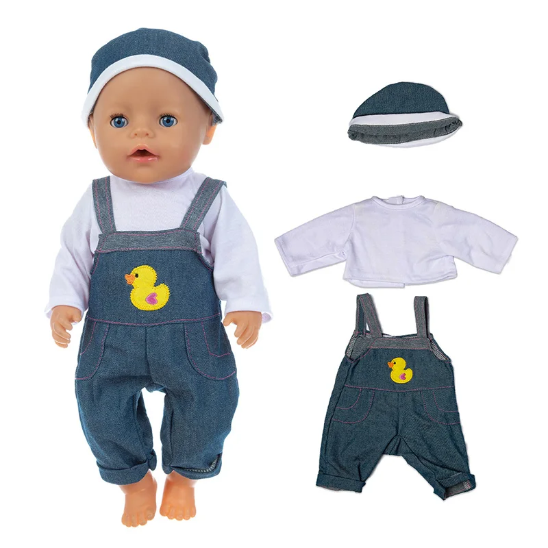 

Born New Baby Fit 17 inch 43cm Doll Clothes Accessories Yellow Duckling Hat and White Sling 3 Piece Set For Baby Birthday Gift