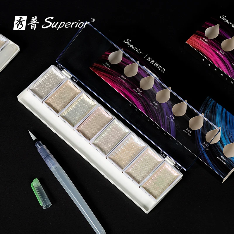 Superior Pearlescent/Aurora Solid Watercolor Paint Set Student Supplies Art Supplies