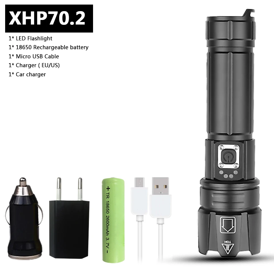 Xhp70.2 мощный светодиодный фонарик power bank с функцией usb зарядки, растягивающийся зум 18650 или 26650, перезаряжаемый фонарь Z90+ 1476 - Испускаемый цвет: Package C