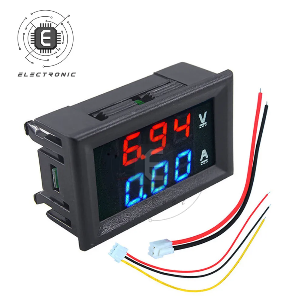 Voltímetro Digital LED para coche, amperímetro de 0,56 pulgadas, 0-100V, 10A, 50A, 100A, medidor de corriente de voltaje, Detector de voltios, Panel de Monitor