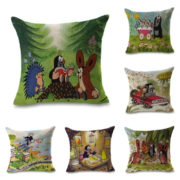 

Czech Krtek Anime Mole and His Friends Pillows Linen Cover Case Couch Seat Cushion Throw Pillow For Car Home Decor Gift