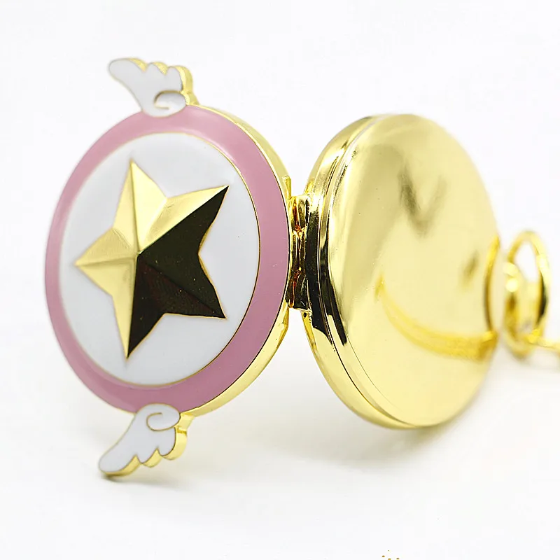 NEW-Gold-Tone-Cartoon-Anime-Cardcaptor-Sakura-Star-Wing-Quartz-Pocket-Watch-with-Fob-Chain-for (2)