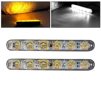 

YOLU Automobile Universal 6 lamp beads daytime running light white yellow long bright turn signal running