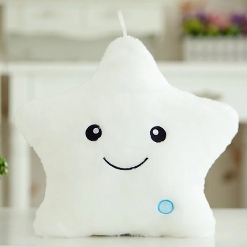 white Подушка для шеи, куклы, красочный декоративный светильник, светодиодный, звезда, плюшевая игрушка, подушка, рождественский подарок, детские подушки для тела, для путешествий, poduszka - Цвет: white
