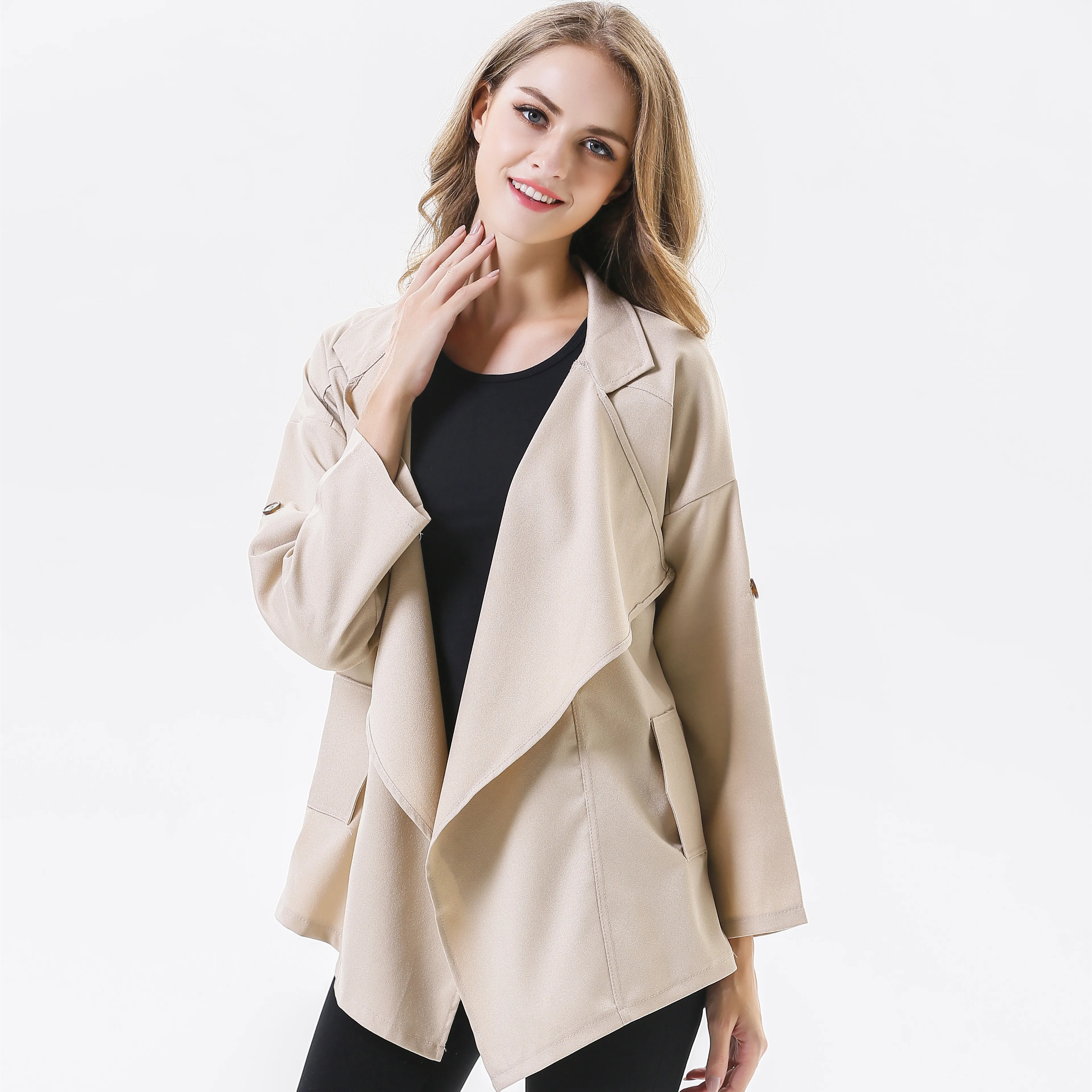 

Casual Trench Coat Irregular Style Spring Autumn Women's Fashion Clothing