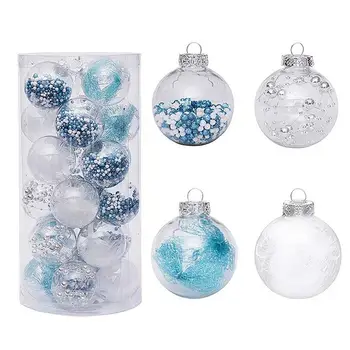 

24/30Pcs Christmas Xmas Tree Ball Decor Christmas Tree Hanging Balls Adornment Mesh Transparent 6CM Balls Ornament