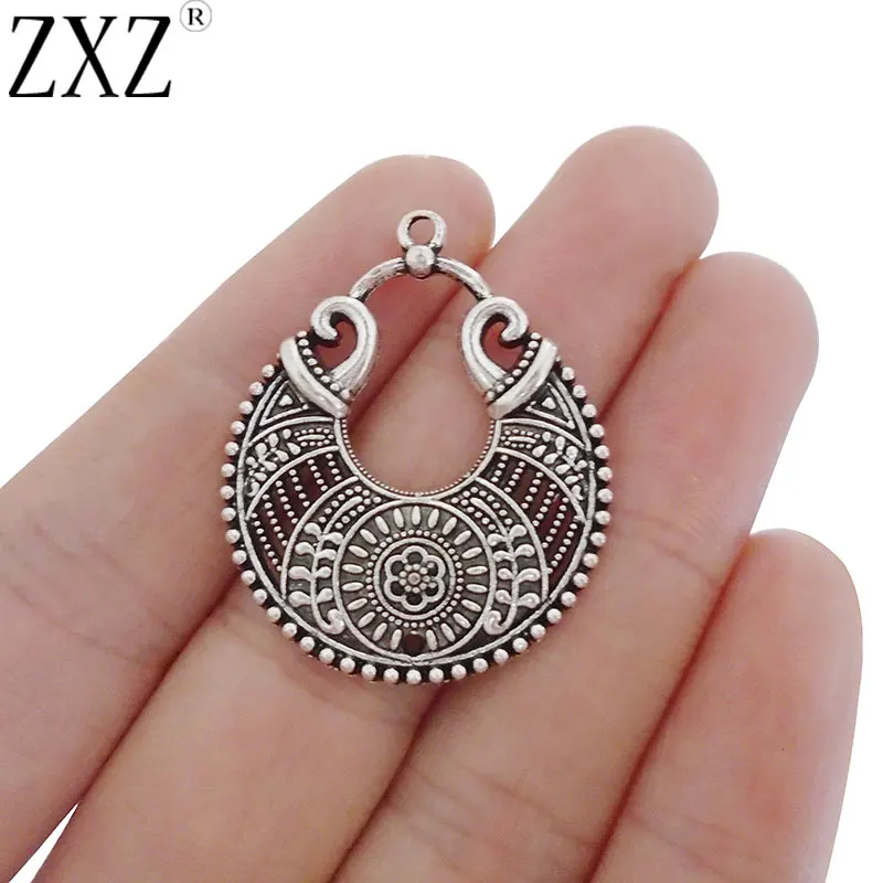 

ZXZ 10Pcs Ethnic Tribal Aztec Hippy Round Charms Pendants For Earring Bohemian Boho Statement Jewelry Making Findings 34x28mm