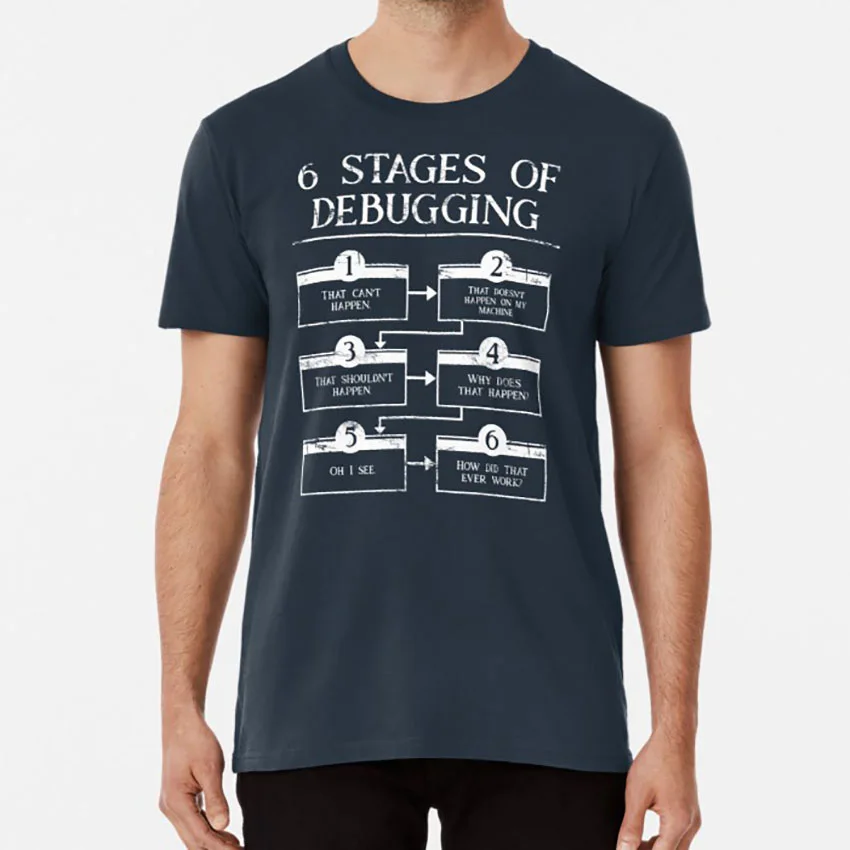 

6 Stages Of Debugging Computer Programming T shirt 6 stages of debugging computer programming programming lover coding coder