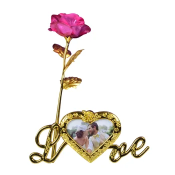 

Valentine's Day Multifunctional Artificial Anniversary Gold Plated Rose With Photo Frame Gift Decoration Wedding Love Forever