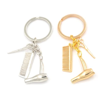 

Cute Scissors Keychain Key Ring For Women Comb Hairdryer Key Chain Key Holder Creative Chaveiro Llaveros Bag Charm