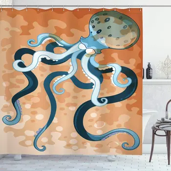

Octopus Shower Curtain Giant Long Legs Exotic Oceanic Animals Beast Wild Life Image Print Cloth Fabric Bathroom Decor