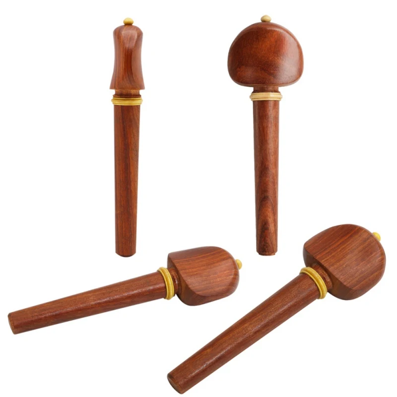 

4pcs/set Ebony Wood Mahogany Cello Pegs Set Handmade Redwood Peg Cello Violin Tuning Endpin Replacement Accessory