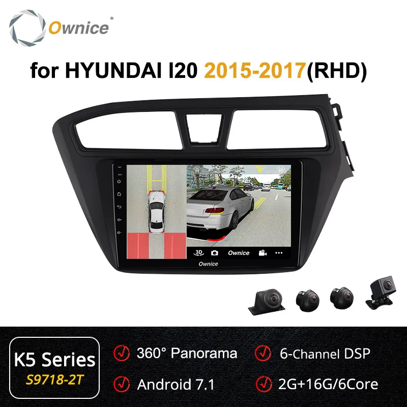 S9718-2 K5 Ownice Android 9,0 Восьмиядерный 360 panorama K3 K5 K6 Автомагнитола стерео для hyundai I20-gps CD DVD плеер DSP 4G LTE оптический - Цвет: S9718-2 K5