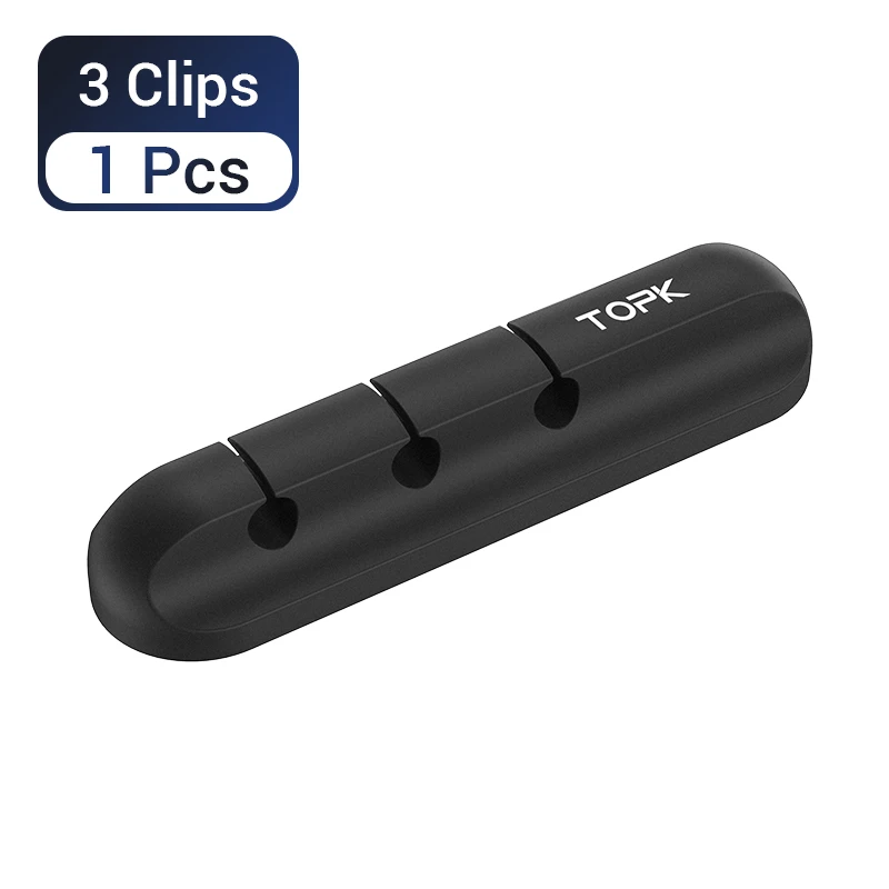 3 Clips - 1 Pieces TOPK Cable Organizer силиконовый USB Cable Winder Настольный аккуратный зажим для управления держатель кабеля для мыши провод для наушников - Цвет: 3 Clips - 1 Pieces
