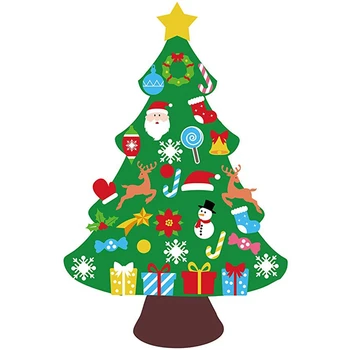 

3Ft DIY Felt Christmas Tree Set with Toddlers 33Pcs Ornaments Xmas Decorations Wall Hanging Ornaments Kids Gifts Party Supplies