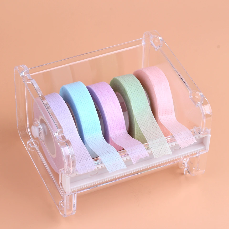 Portable Transparent Acrylic Eyelash Tape Cutter Colorful Cutter PE Medical Tapes Adhesive Rotating Tape Holder Eyelash Tools
