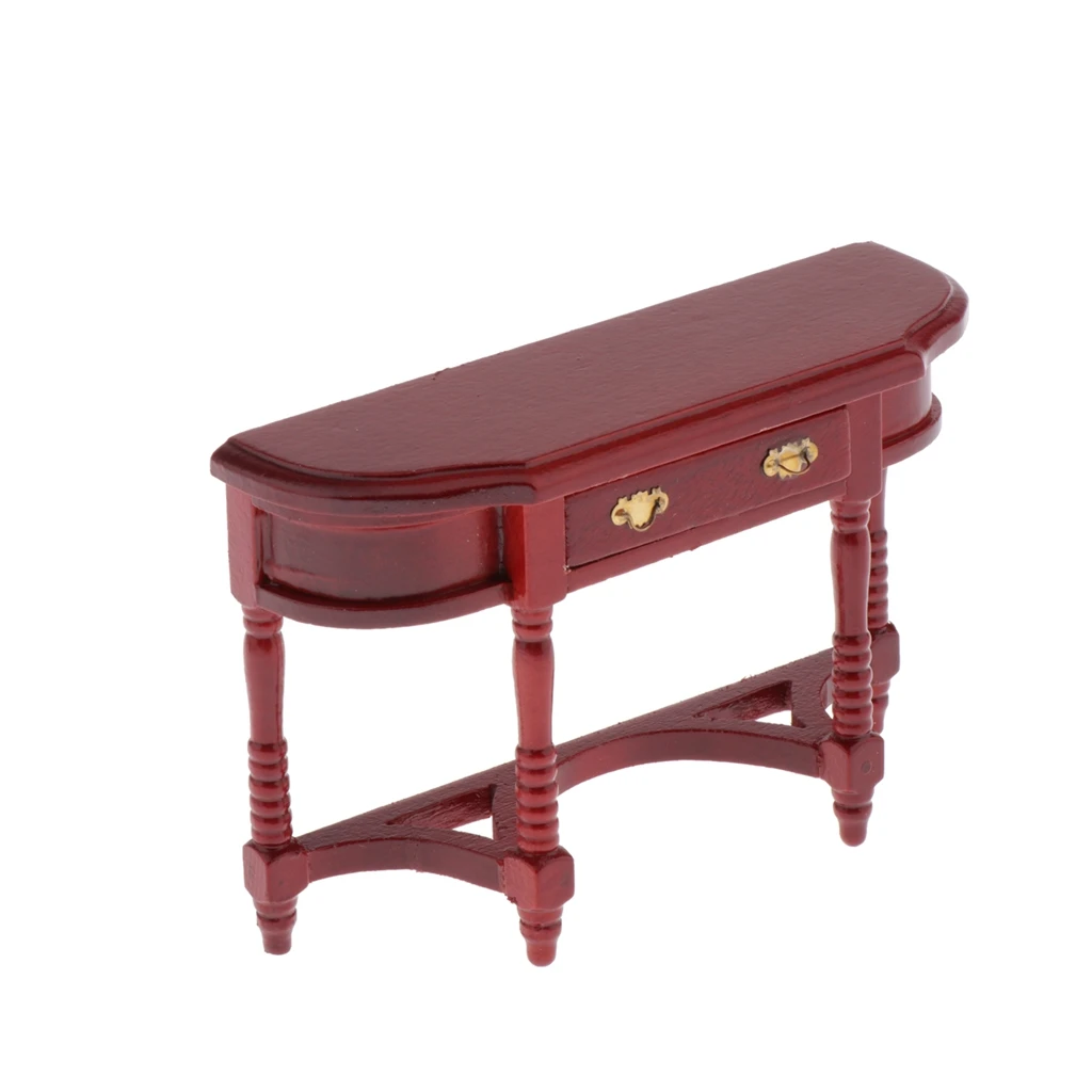 Miniature Dollhouse Wooden Writing Desk with Working Drawer for 1:12 Dolls House Study Office Furnishings and Decorations Toy