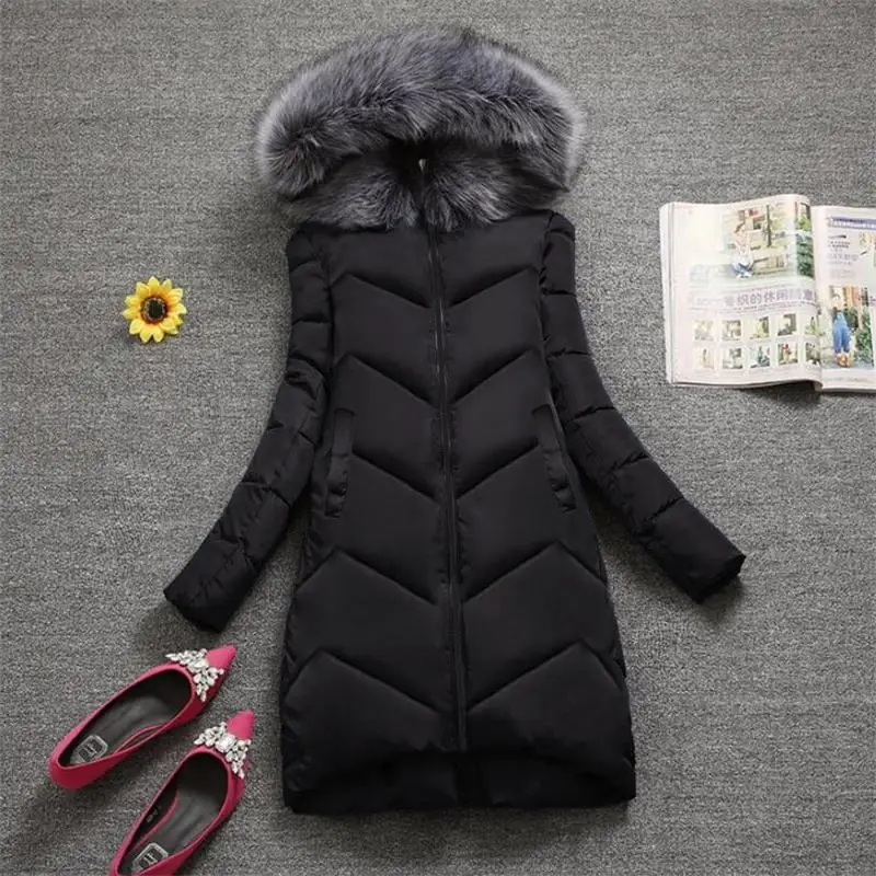 Большие размеры, S-7XL, женская верхняя одежда, большой мех, модное зимнее пальто с капюшоном, повседневный пуховик, женская зимняя куртка, теплое длинное пальто