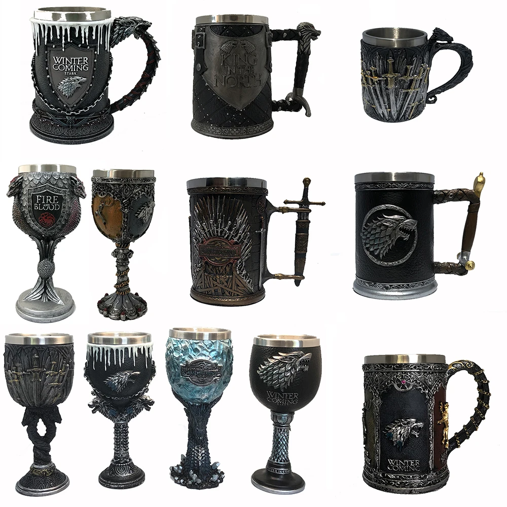 

Game of Thrones Goblet Mug Stainless Steel Resin 3D Coffee Cup Beer Tankard Wine Glass Mugs Best Festival Gift