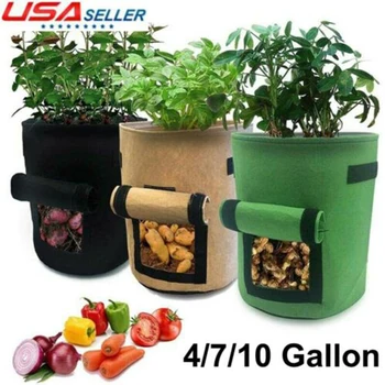 

4/7/10 Gallon Plant Grow Bag Planting Bags Pot Planter Growing Garden Vegetable Container Plant Bag Vertical Green Grow