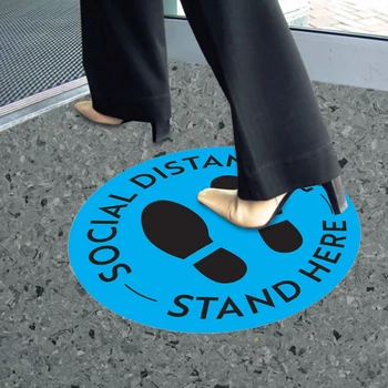 

5pcs Social Distancing Floor Decal Safety Distance Signs Marker Ground Stickers Foot Distance Anti-Slip Commercial Grade