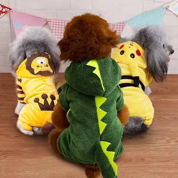 

Thicken Funny Pet Dog Clothes Winter Warm Dog Pet Clothing Hoodies Sweatshirt Dinosaur Lion Shark Cosplay Cute XS-XXL Hot E11435