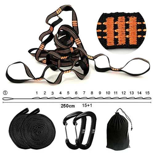 Hammock Straps No Stretch Suspension System Kit Camping Hammock Accessories outdoor furniture black Outdoor Furniture